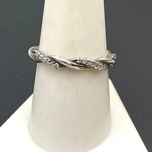 IBB Designer Signed 925 Sterling‎ Silver CZ Infinity Twisted Band Ring Sz 9.25
